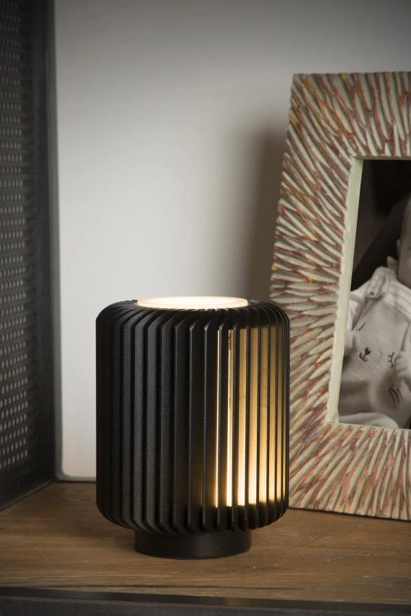Lucide TURBIN - Lampe de table - Ø 10,6 cm - LED - 1x5W 3000K - Noir - ambiance 1